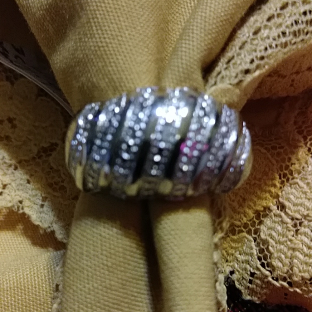 >DIAMOND ACCENTED {STERLING RHODIUM FINISH} RING SIZE-6…